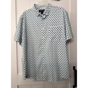 Mizzen + Main Leeward Trim Fit Diamond Print Short Sleeve shirt Men's Sz XL